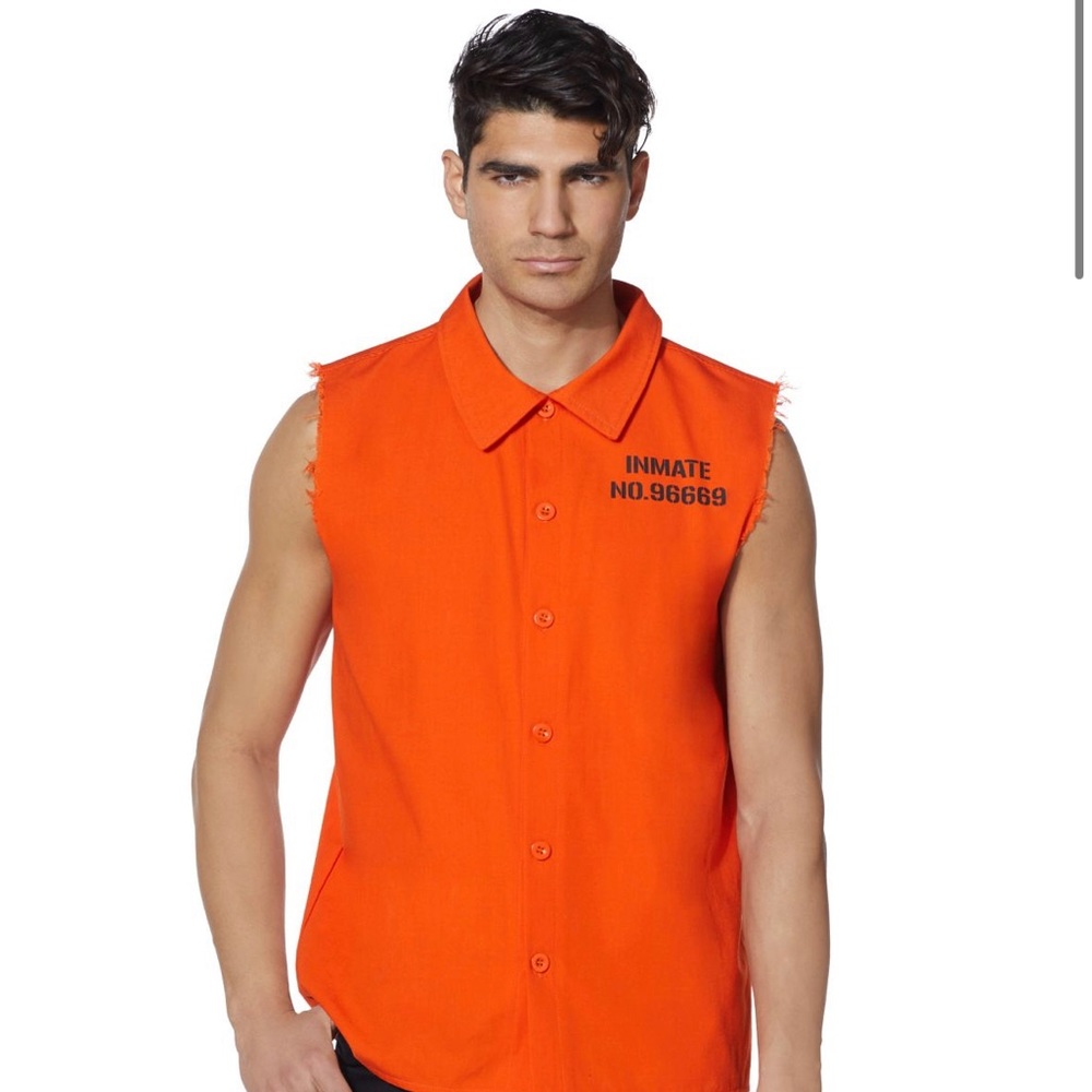 sleeveless inmate/prisoner costume- from spirt halloween